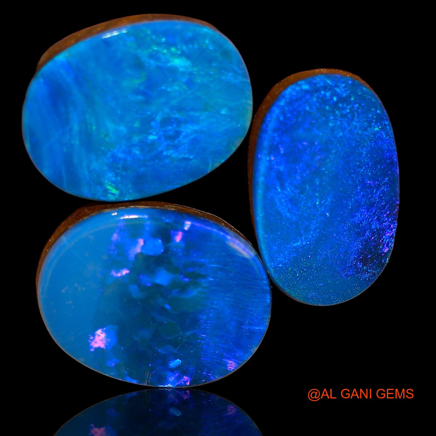 15.50 Cts Lab-Created Australian Doublet Opal Oval Cabochon 3 Pcs Loose Gemstone 14X9X3 mm TO 14X11X4 mm D-83