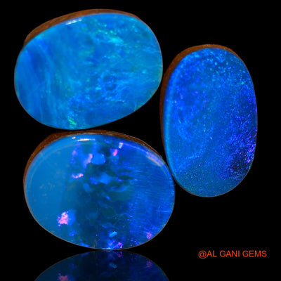 15.50 Cts Lab-Created Australian Doublet Opal Oval Cabochon 3 Pcs Loose Gemstone 14X9X3 mm TO 14X11X4 mm D-83