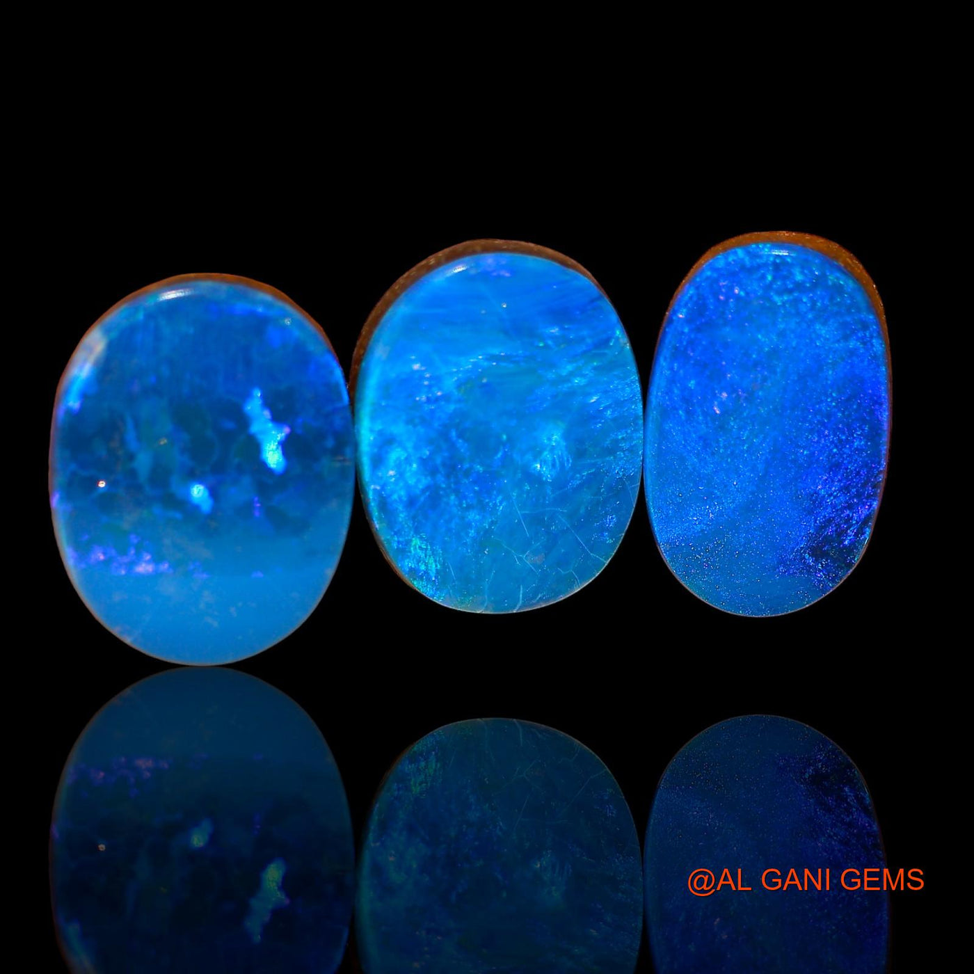 15.50 Cts Lab-Created Australian Doublet Opal Oval Cabochon 3 Pcs Loose Gemstone 14X9X3 mm TO 14X11X4 mm D-83
