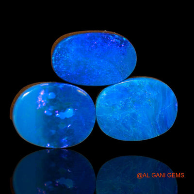 15.50 Cts Lab-Created Australian Doublet Opal Oval Cabochon 3 Pcs Loose Gemstone 14X9X3 mm TO 14X11X4 mm D-83