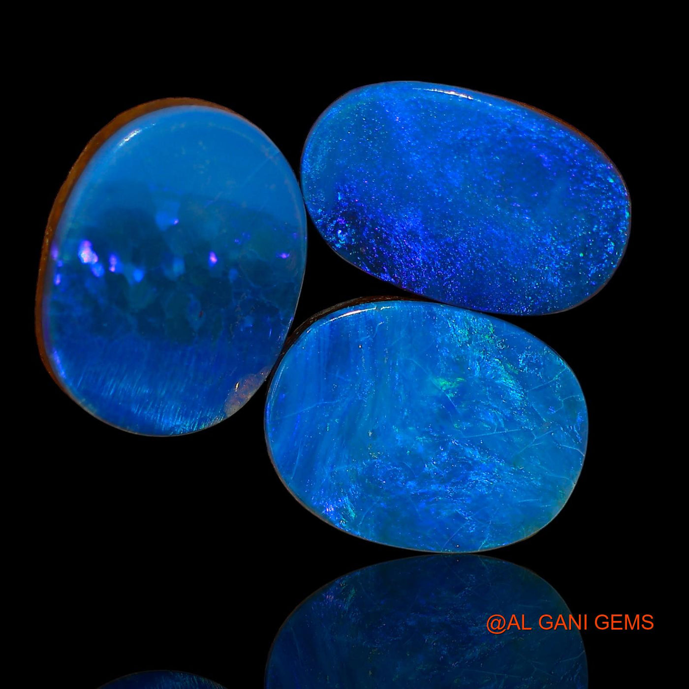 15.50 Cts Lab-Created Australian Doublet Opal Oval Cabochon 3 Pcs Loose Gemstone 14X9X3 mm TO 14X11X4 mm D-83
