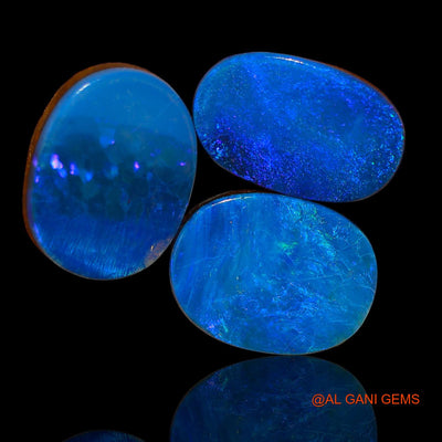 15.50 Cts Lab-Created Australian Doublet Opal Oval Cabochon 3 Pcs Loose Gemstone 14X9X3 mm TO 14X11X4 mm D-83