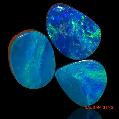 11.00 Cts Unheated Australian Doublet Opal Loose Gemstone Mix Cabochon Lab-Created 3 Pcs 10X9X3 mm TO 12X9X3 mm D-85