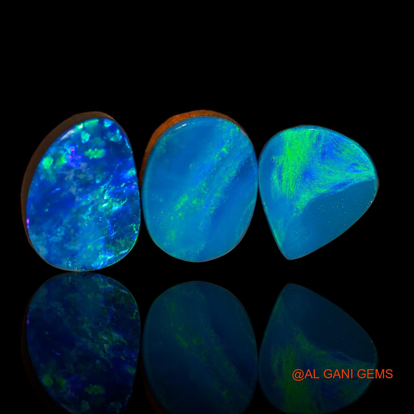 11.00 Cts Unheated Australian Doublet Opal Loose Gemstone Mix Cabochon Lab-Created 3 Pcs 10X9X3 mm TO 12X9X3 mm D-85