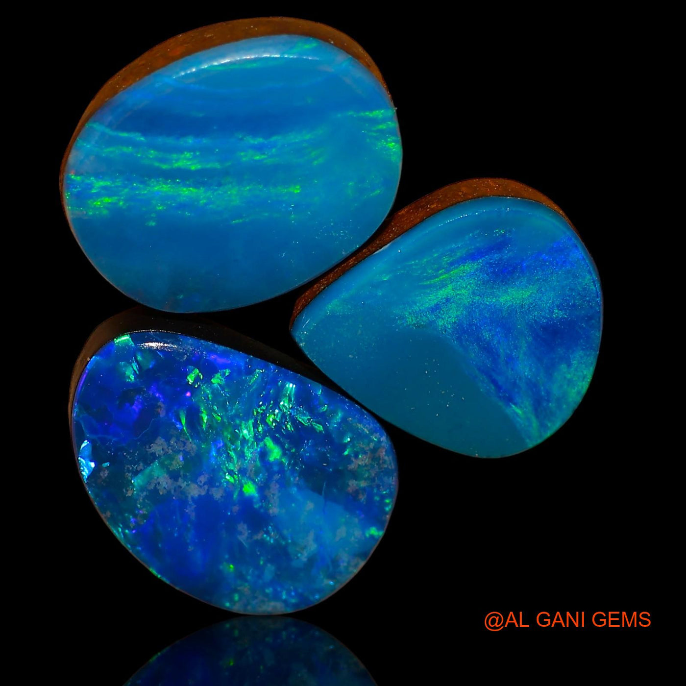 11.00 Cts Unheated Australian Doublet Opal Loose Gemstone Mix Cabochon Lab-Created 3 Pcs 10X9X3 mm TO 12X9X3 mm D-85