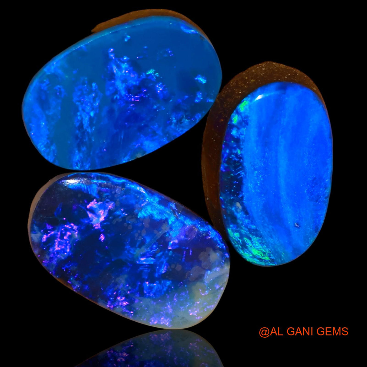 3 Pcs 12.30 Cts Lab-Created Australian Doublet Opal Loose Gemstone Oval Cabochon 13X8X4 mm TO 14X8X4 mm D-86
