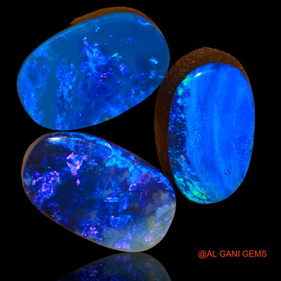 3 Pcs 12.30 Cts Lab-Created Australian Doublet Opal Loose Gemstone Oval Cabochon 13X8X4 mm TO 14X8X4 mm D-86