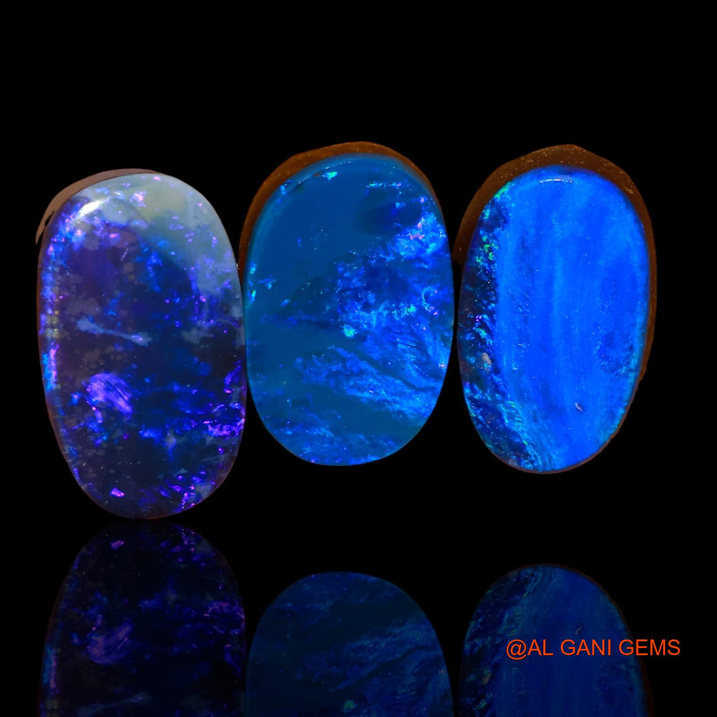 3 Pcs 12.30 Cts Lab-Created Australian Doublet Opal Loose Gemstone Oval Cabochon 13X8X4 mm TO 14X8X4 mm D-86