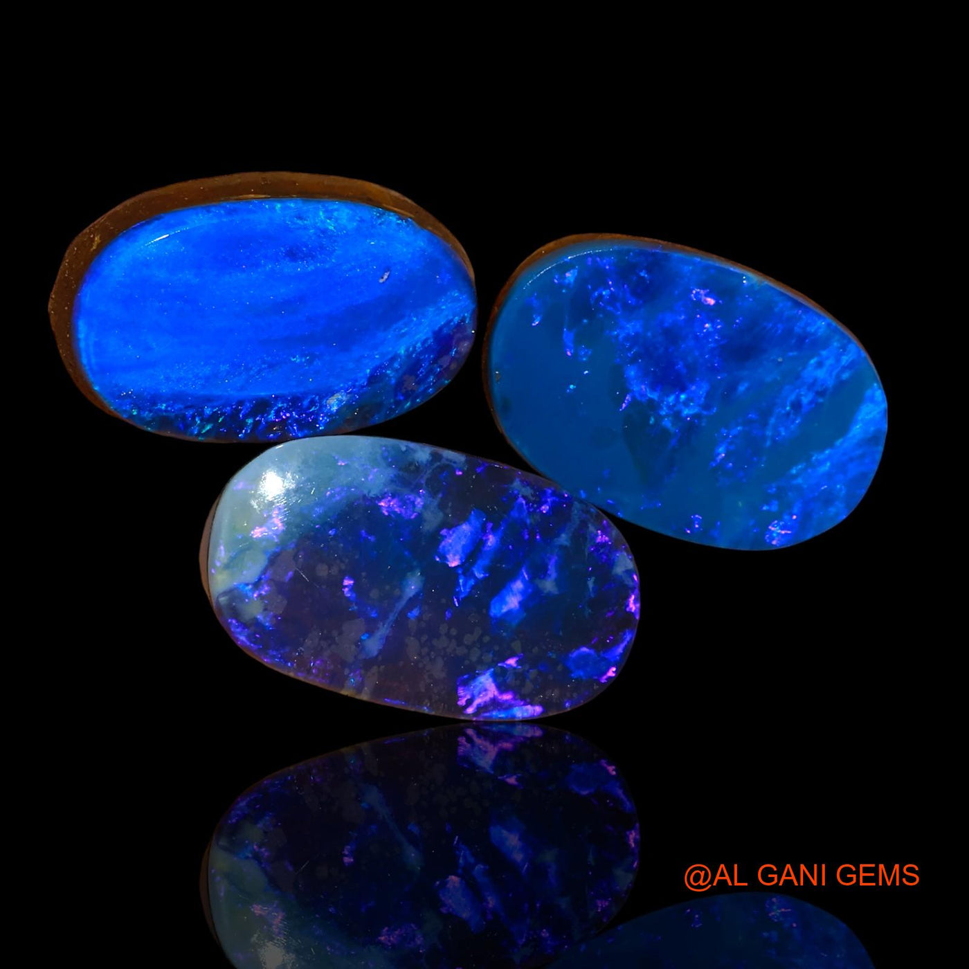 3 Pcs 12.30 Cts Lab-Created Australian Doublet Opal Loose Gemstone Oval Cabochon 13X8X4 mm TO 14X8X4 mm D-86