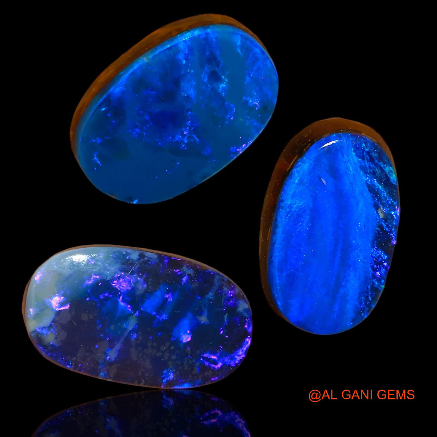 3 Pcs 12.30 Cts Lab-Created Australian Doublet Opal Loose Gemstone Oval Cabochon 13X8X4 mm TO 14X8X4 mm D-86
