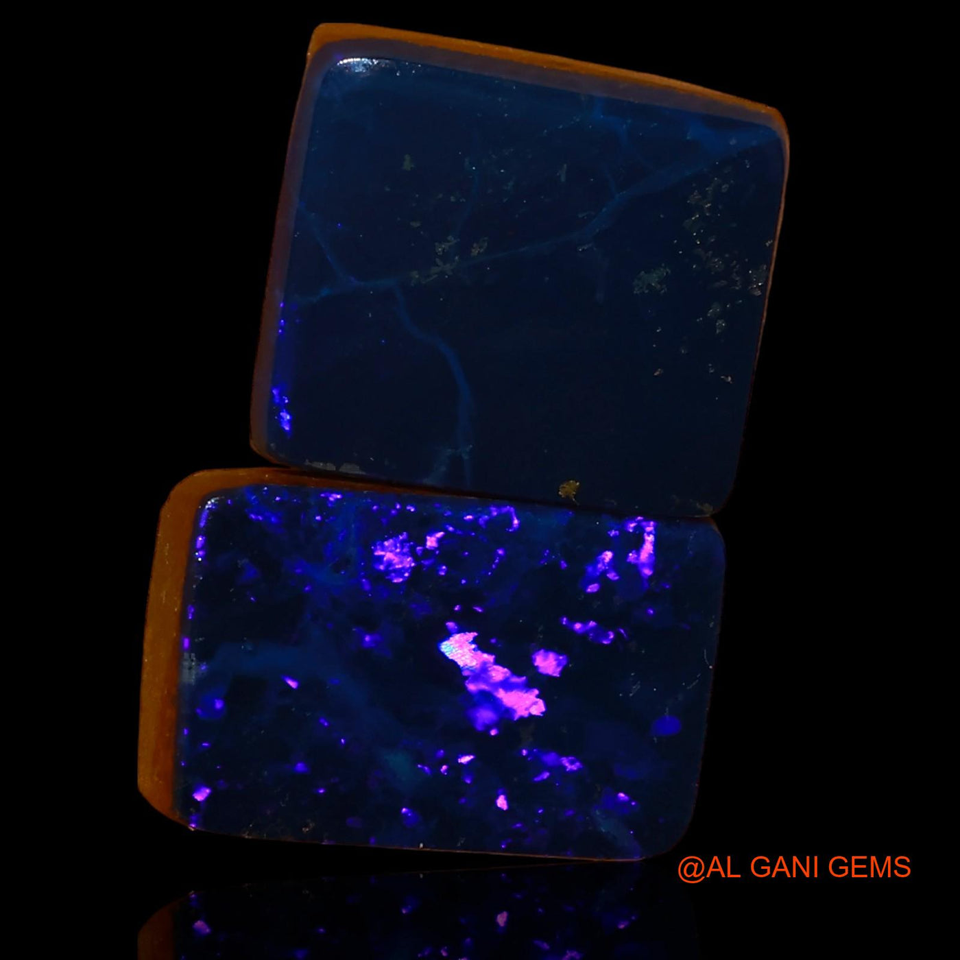 2 Pcs Lab-Created Doublet Opal Gemstone 11.20 Cts Loose Square Cabochon From Australia 11X9X4 mm TO 12X8X4 mm D-87