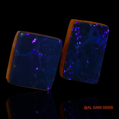 2 Pcs Lab-Created Doublet Opal Gemstone 11.20 Cts Loose Square Cabochon From Australia 11X9X4 mm TO 12X8X4 mm D-87