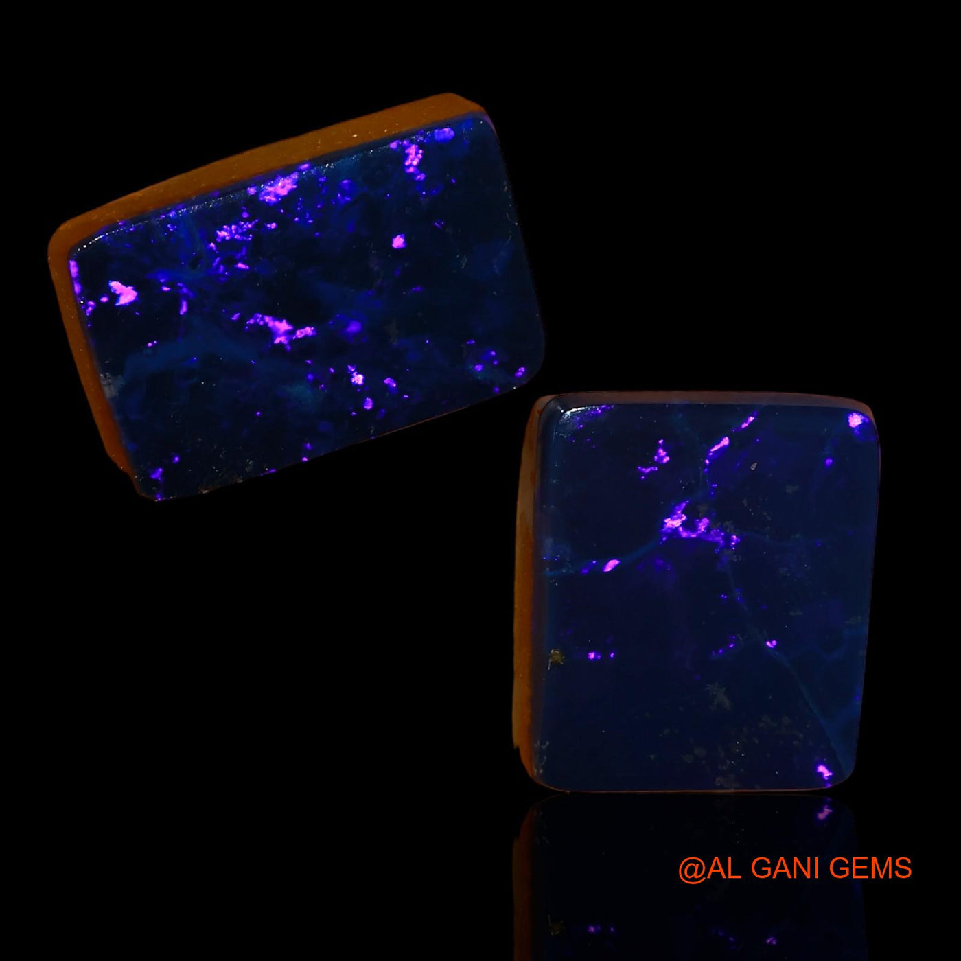 2 Pcs Lab-Created Doublet Opal Gemstone 11.20 Cts Loose Square Cabochon From Australia 11X9X4 mm TO 12X8X4 mm D-87