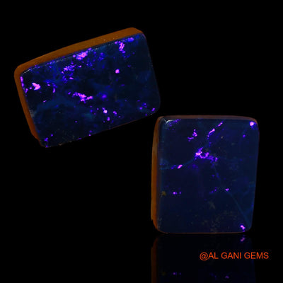 2 Pcs Lab-Created Doublet Opal Gemstone 11.20 Cts Loose Square Cabochon From Australia 11X9X4 mm TO 12X8X4 mm D-87
