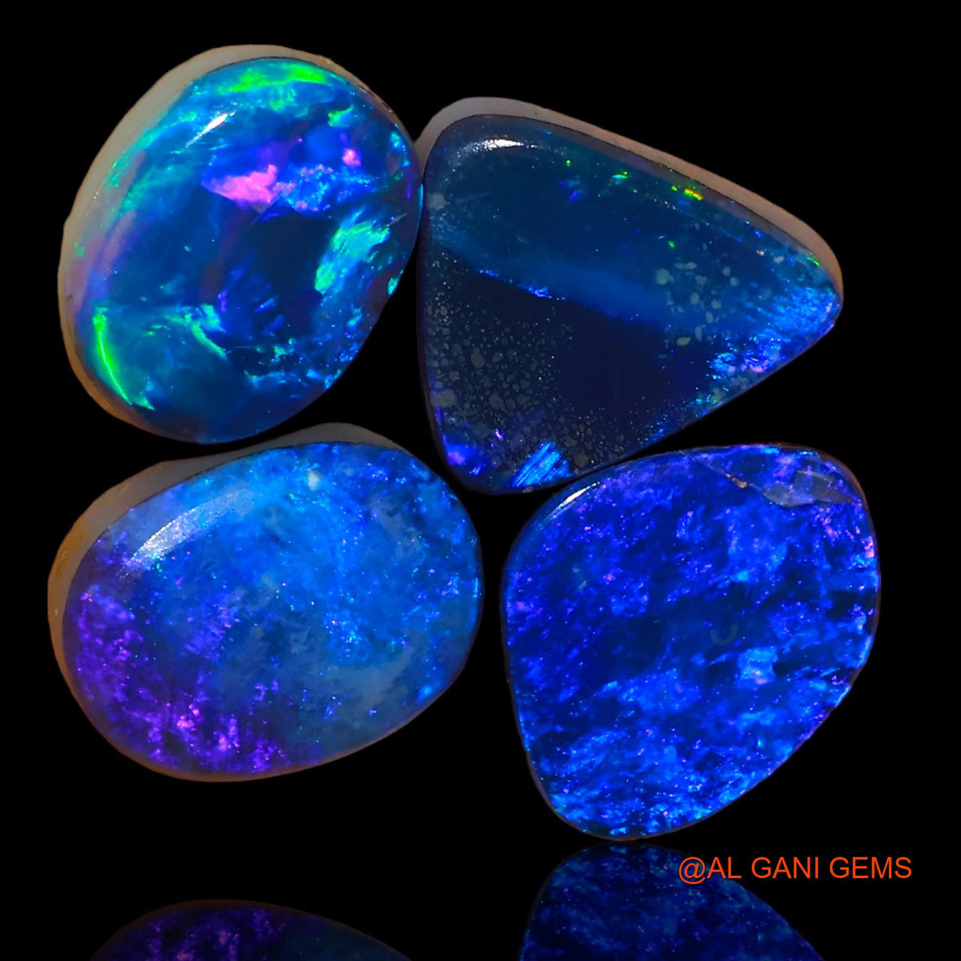 4 Pcs 10.00 Cts Lab-Created Australian Doublet Opal Loose Gemstone Mix Cabochon 9X7X4 mm TO 10X9X4 mm D-88