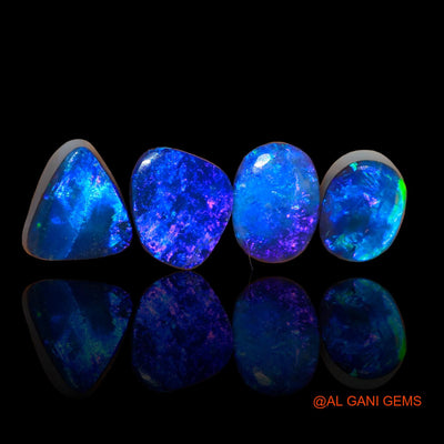 4 Pcs 10.00 Cts Lab-Created Australian Doublet Opal Loose Gemstone Mix Cabochon 9X7X4 mm TO 10X9X4 mm D-88