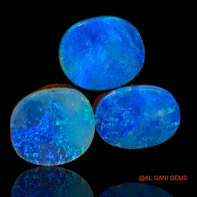 Lab-Created Doublet Opal Loose Gemstone Oval Cabochon From Australia 3 Pcs 12.20 Cts 11X10X3 mm TO 12X10X4 mm D-89