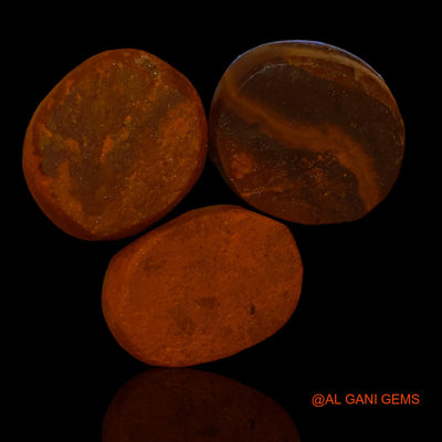 Lab-Created Doublet Opal Loose Gemstone Oval Cabochon From Australia 3 Pcs 12.20 Cts 11X10X3 mm TO 12X10X4 mm D-89