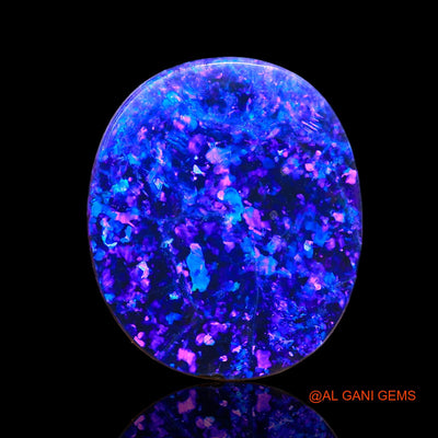7.50 Cts Lab-Created Australian Doublet Opal Oval Cabochon Loose Gemstone For Jewelry 15x13x4 mm D-8