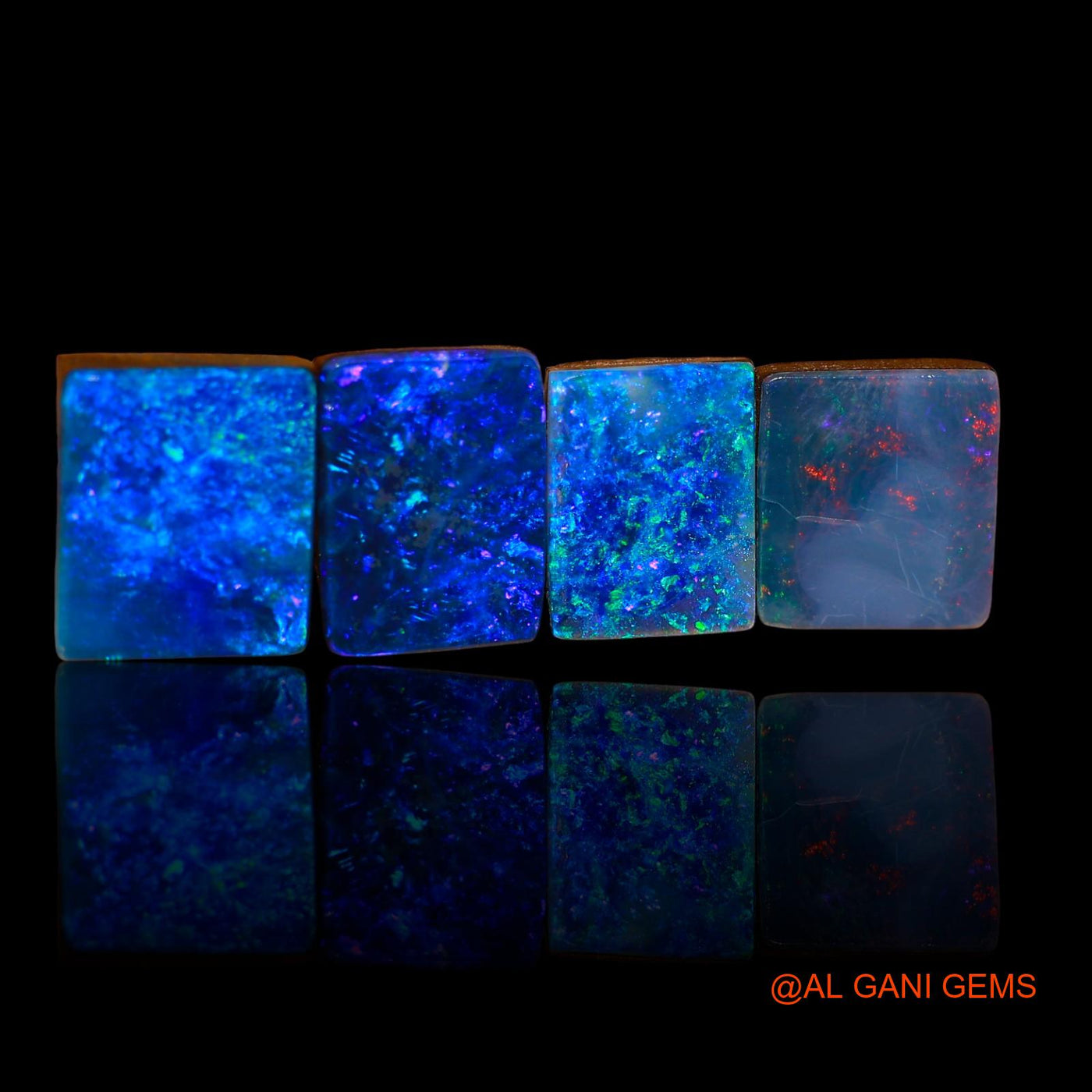 4 Pcs Lab-Created Doublet Opal Gemstone 16.50 Cts Loose Square Cabochon From Australia 10X9X3 mm TO 12X9X4 mm D-90