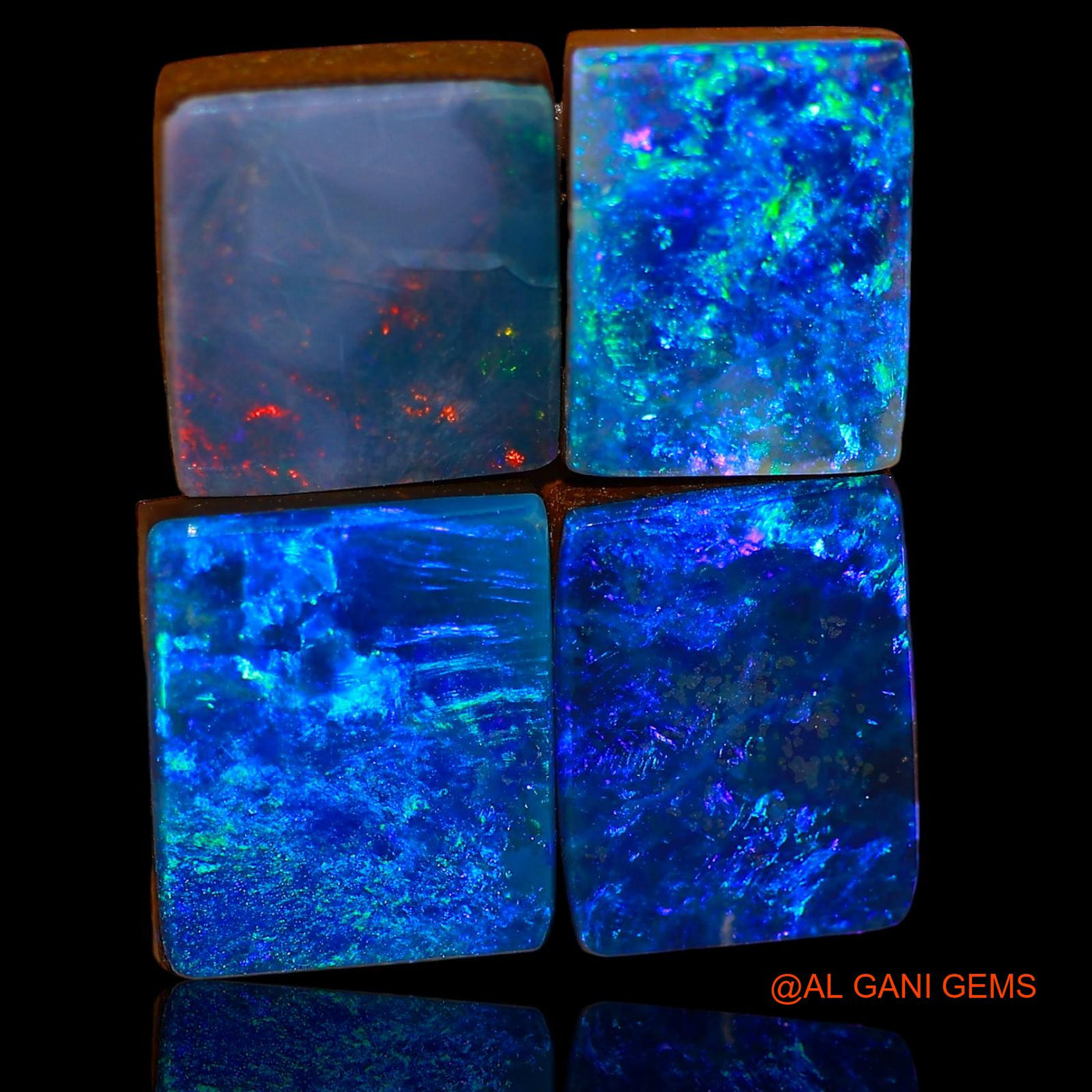 4 Pcs Lab-Created Doublet Opal Gemstone 16.50 Cts Loose Square Cabochon From Australia 10X9X3 mm TO 12X9X4 mm D-90