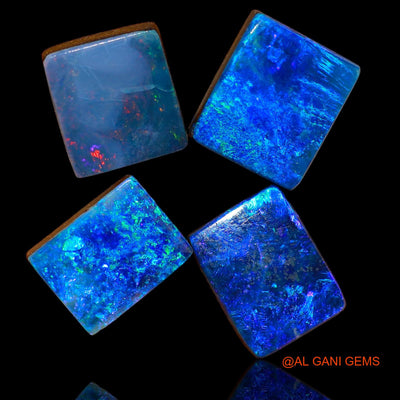 4 Pcs Lab-Created Doublet Opal Gemstone 16.50 Cts Loose Square Cabochon From Australia 10X9X3 mm TO 12X9X4 mm D-90