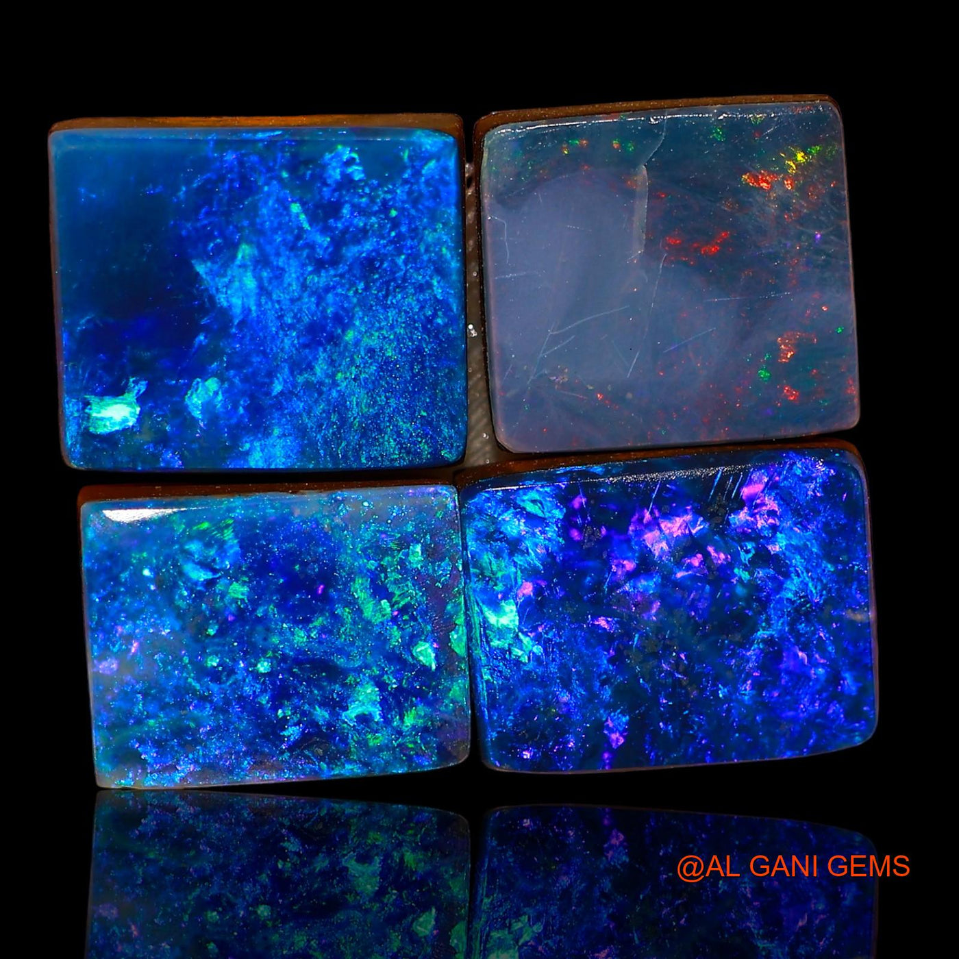 4 Pcs Lab-Created Doublet Opal Gemstone 16.50 Cts Loose Square Cabochon From Australia 10X9X3 mm TO 12X9X4 mm D-90