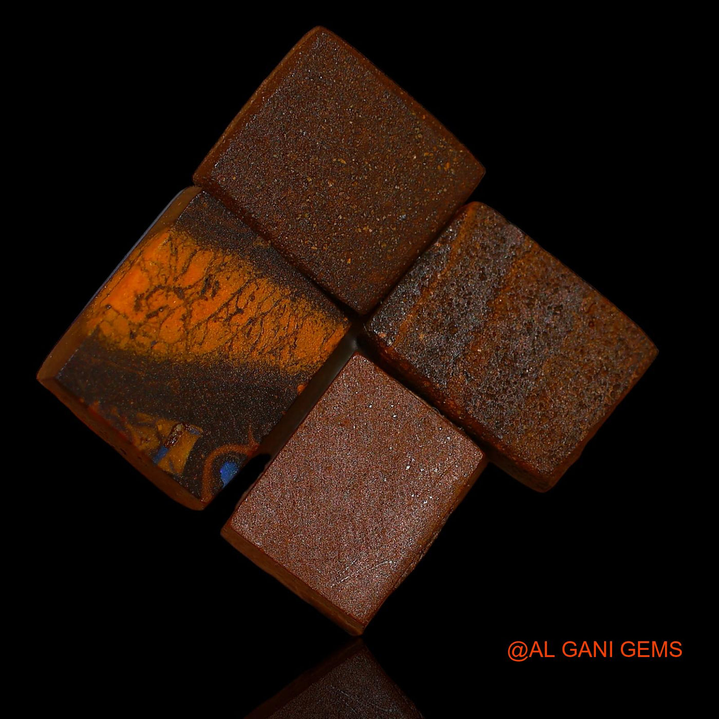 4 Pcs Lab-Created Doublet Opal Gemstone 16.50 Cts Loose Square Cabochon From Australia 10X9X3 mm TO 12X9X4 mm D-90