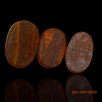 Lab-Created Doublet Opal Loose Gemstone Oval Cabochon From Australia 3 Pcs 21.50 Cts 14X10X3 mm TO 16X11X4 mm D-91