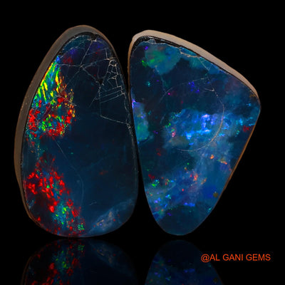 2 Pcs 13.80 Cts Lab-Created Australian Doublet Opal Loose Gemstone Fancy Cabochon 21X12X3 mm TO 21X13X4 mm D-92