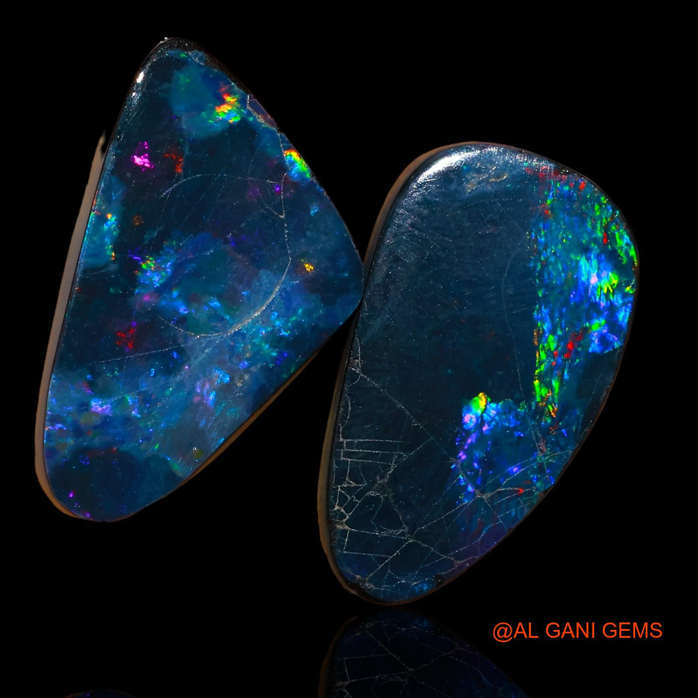 2 Pcs 13.80 Cts Lab-Created Australian Doublet Opal Loose Gemstone Fancy Cabochon 21X12X3 mm TO 21X13X4 mm D-92