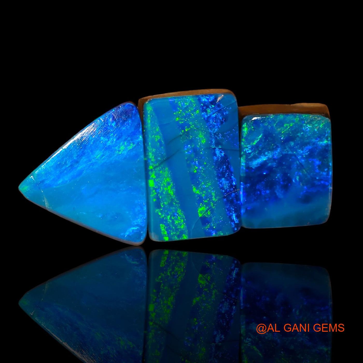 Lab-Created Doublet Opal Loose Gemstone Mix Cabochon From Australia 3 Pcs 8.40 Cts 9X7X3 mm TO 10X7X3 mm D-93
