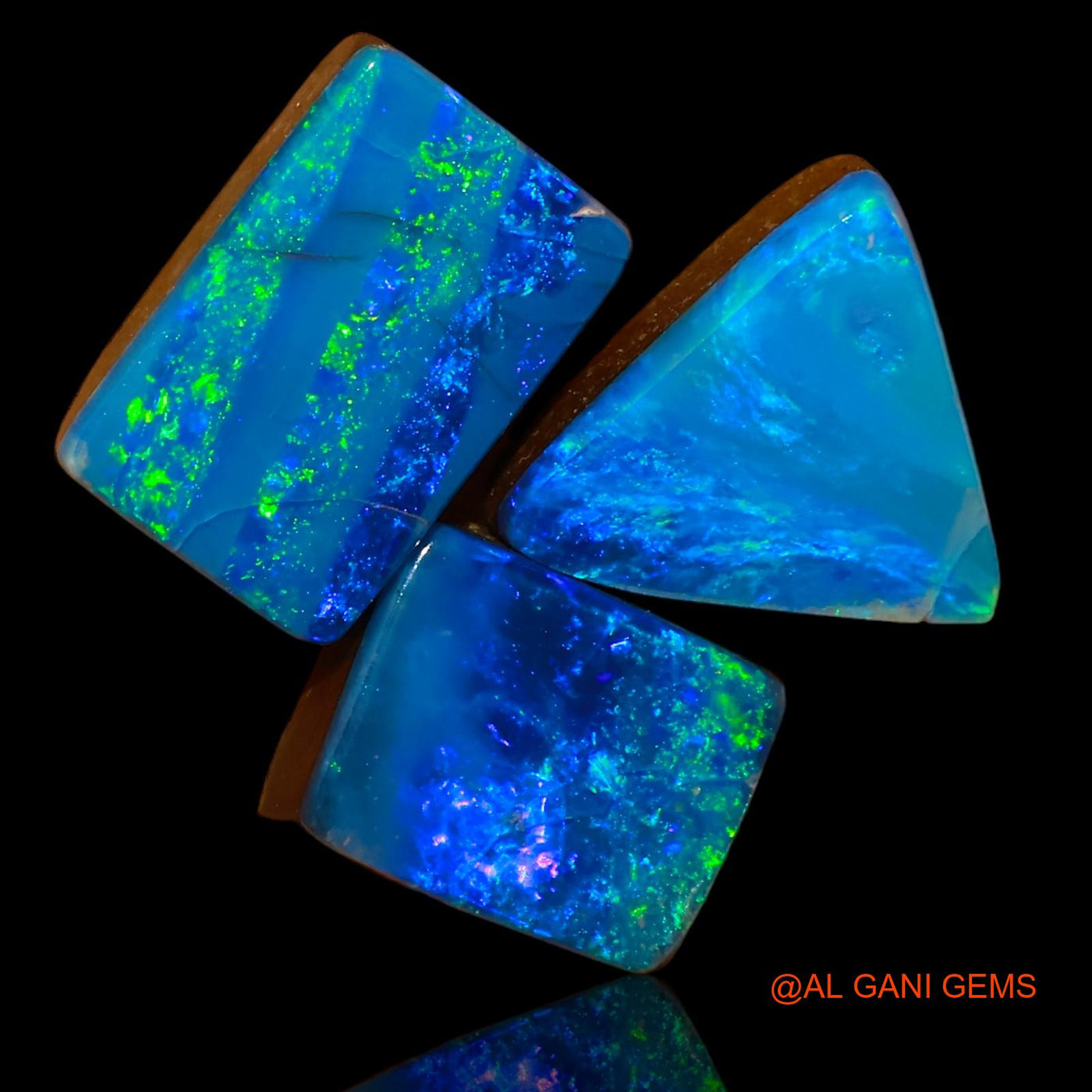 Lab-Created Doublet Opal Loose Gemstone Mix Cabochon From Australia 3 Pcs 8.40 Cts 9X7X3 mm TO 10X7X3 mm D-93