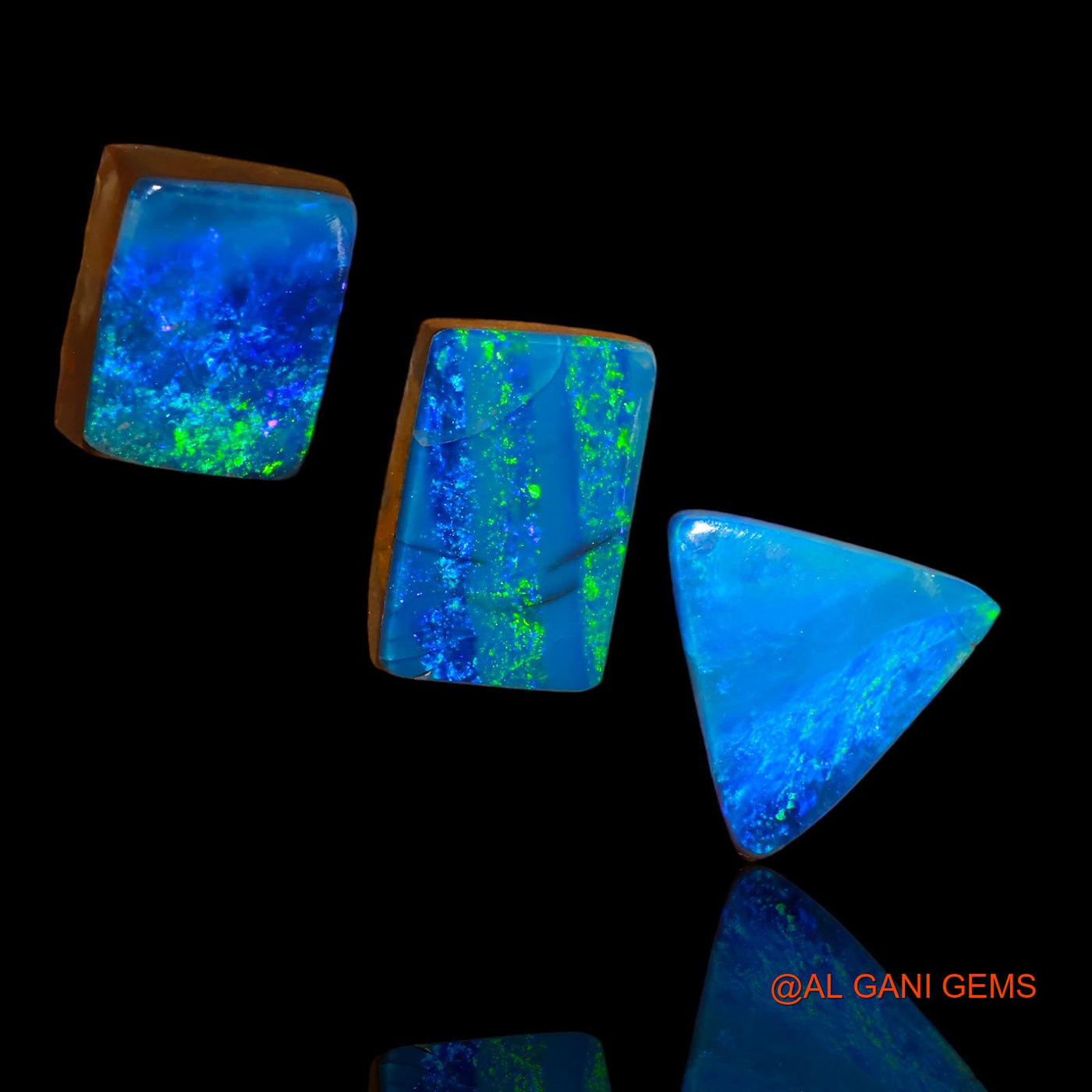 Lab-Created Doublet Opal Loose Gemstone Mix Cabochon From Australia 3 Pcs 8.40 Cts 9X7X3 mm TO 10X7X3 mm D-93
