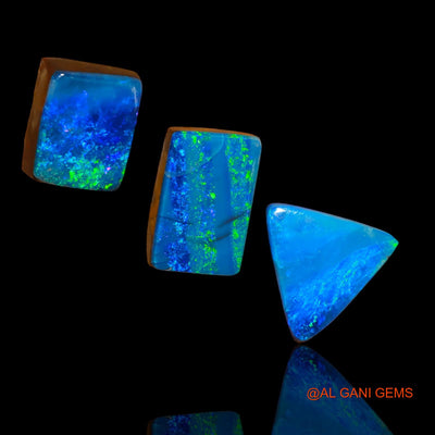 Lab-Created Doublet Opal Loose Gemstone Mix Cabochon From Australia 3 Pcs 8.40 Cts 9X7X3 mm TO 10X7X3 mm D-93