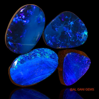 12.30 Cts Unheated Australian Doublet Opal Loose Gemstone Mix Cabochon Lab-Created 4 Pcs 10X8X4 mm TO 13X14X8 mm D-95