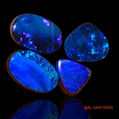 12.30 Cts Unheated Australian Doublet Opal Loose Gemstone Mix Cabochon Lab-Created 4 Pcs 10X8X4 mm TO 13X14X8 mm D-95