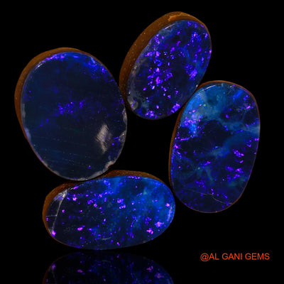 4 Pcs 26.00 Cts Lab-Created Australian Doublet Opal Loose Gemstone Oval Cabochon 13X9X4 mm TO 16X12X4 mm D-96