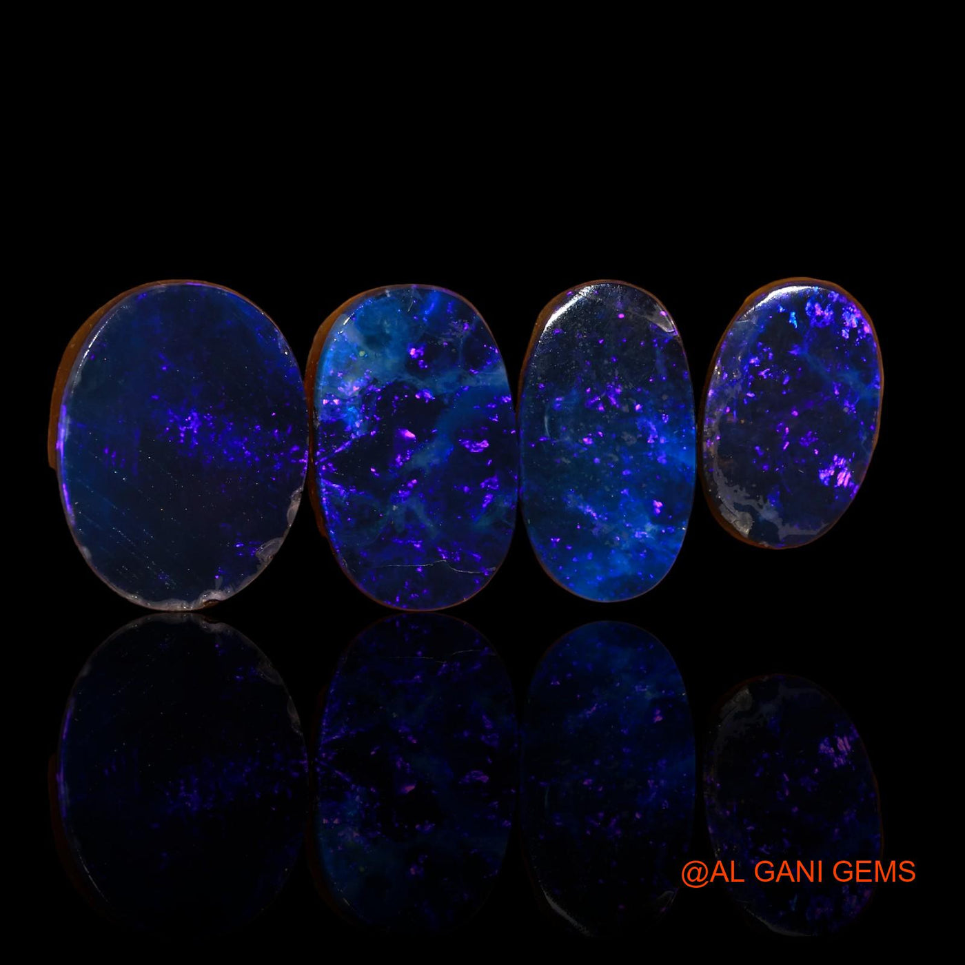 4 Pcs 26.00 Cts Lab-Created Australian Doublet Opal Loose Gemstone Oval Cabochon 13X9X4 mm TO 16X12X4 mm D-96