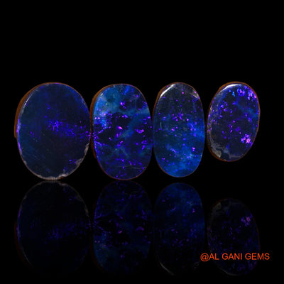 4 Pcs 26.00 Cts Lab-Created Australian Doublet Opal Loose Gemstone Oval Cabochon 13X9X4 mm TO 16X12X4 mm D-96