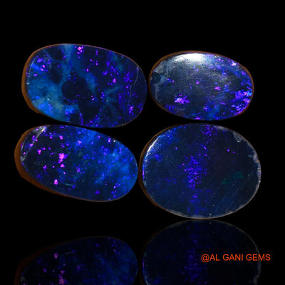 4 Pcs 26.00 Cts Lab-Created Australian Doublet Opal Loose Gemstone Oval Cabochon 13X9X4 mm TO 16X12X4 mm D-96