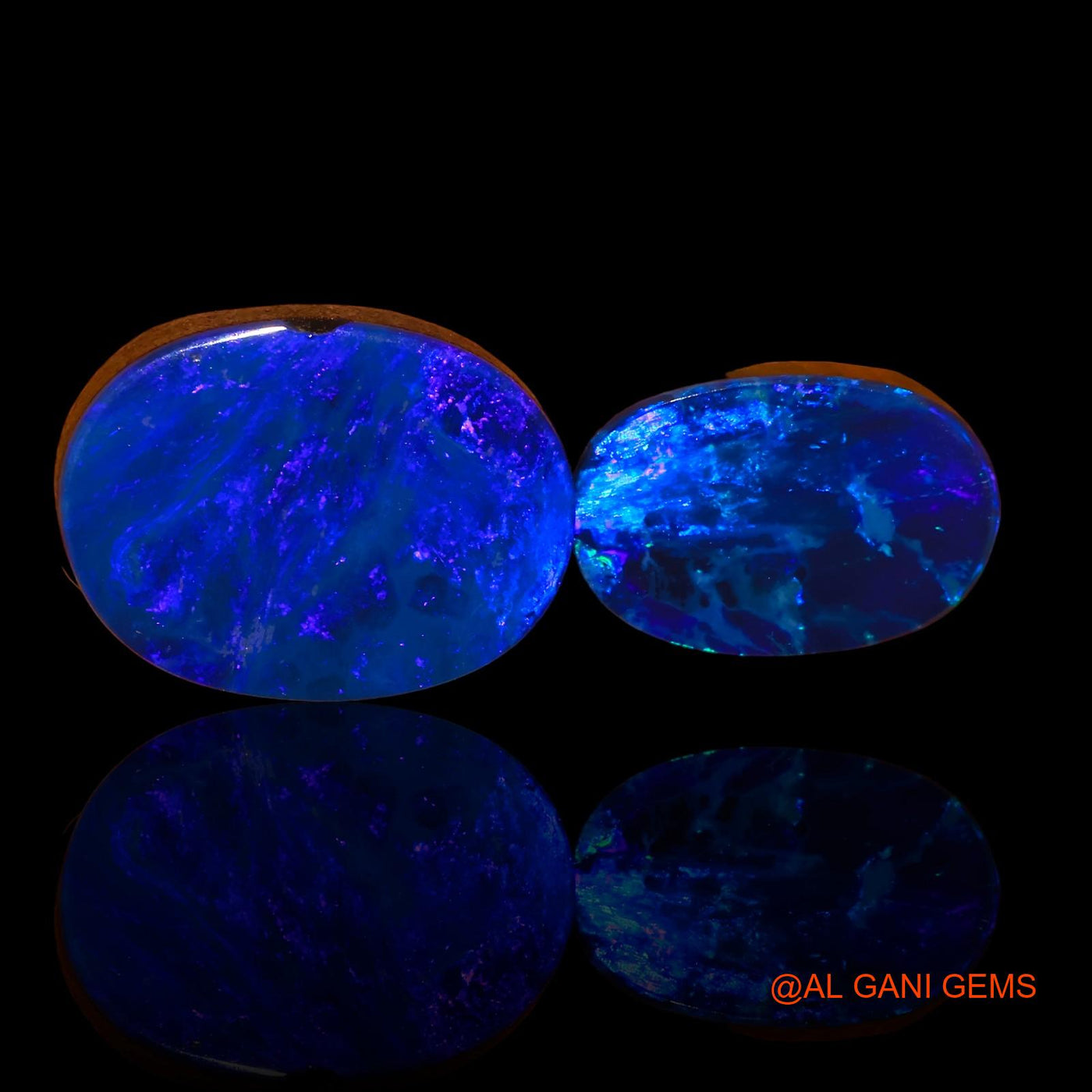 2 Pcs 16.60 Cts Lab-Created Australian Doublet Opal Loose Gemstone Oval Cabochon 14X9X3 mm TO 16X12X5 mm D-97