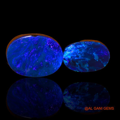 2 Pcs 16.60 Cts Lab-Created Australian Doublet Opal Loose Gemstone Oval Cabochon 14X9X3 mm TO 16X12X5 mm D-97