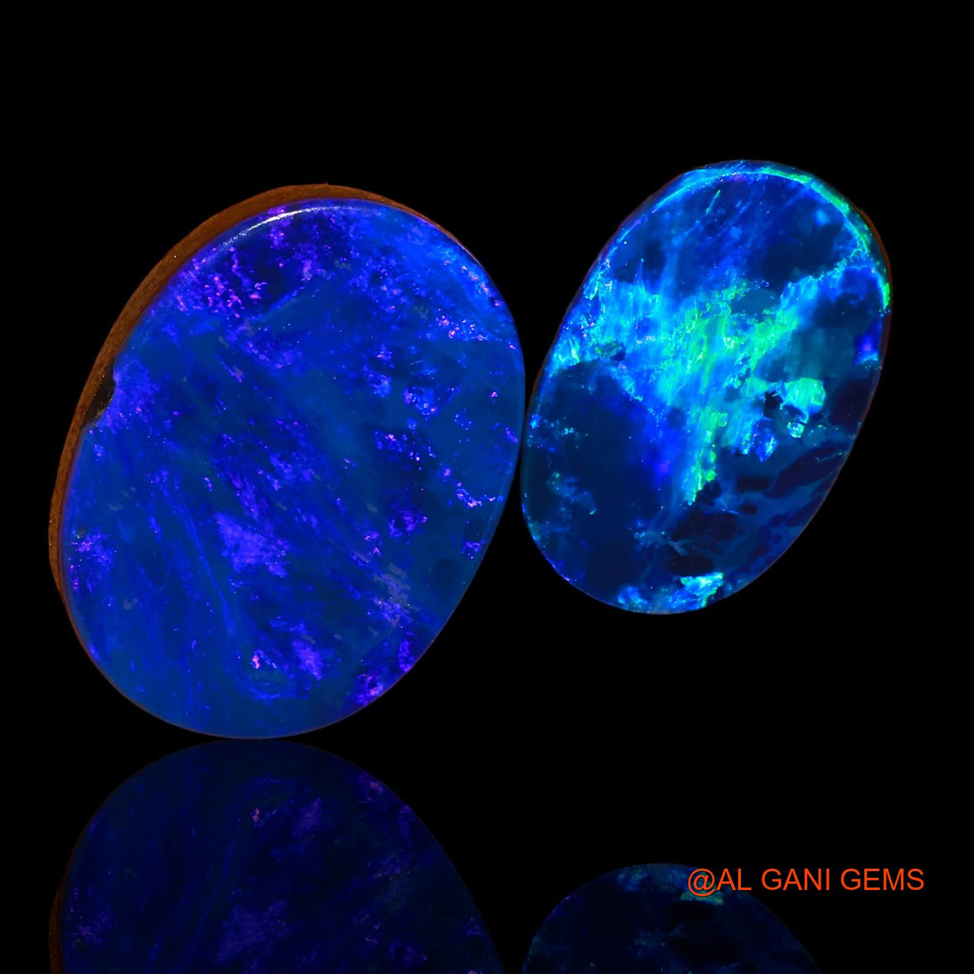 2 Pcs 16.60 Cts Lab-Created Australian Doublet Opal Loose Gemstone Oval Cabochon 14X9X3 mm TO 16X12X5 mm D-97