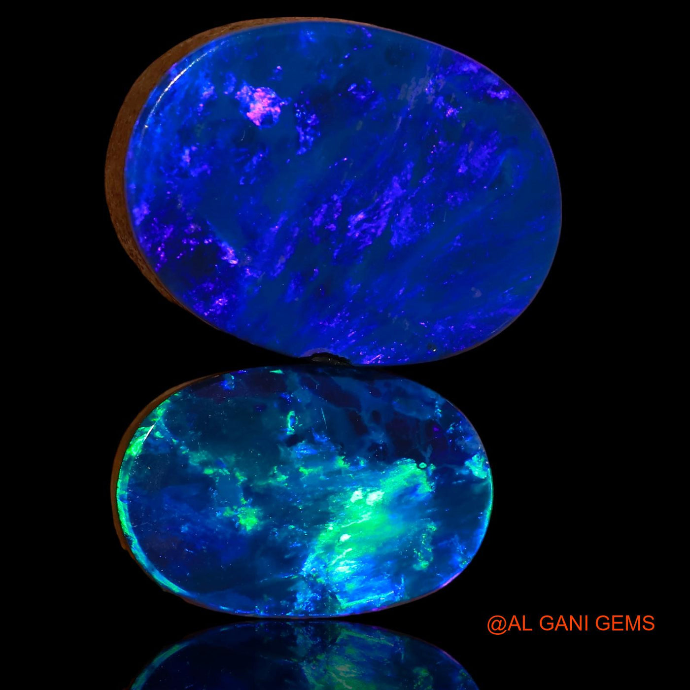2 Pcs 16.60 Cts Lab-Created Australian Doublet Opal Loose Gemstone Oval Cabochon 14X9X3 mm TO 16X12X5 mm D-97