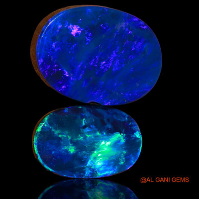 2 Pcs 16.60 Cts Lab-Created Australian Doublet Opal Loose Gemstone Oval Cabochon 14X9X3 mm TO 16X12X5 mm D-97