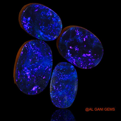 4 Pcs 17.40 Cts Lab-Created Australian Doublet Opal Loose Gemstone Oval Cabochon 11X8X3 mm TO 14X9X4 mm D-98