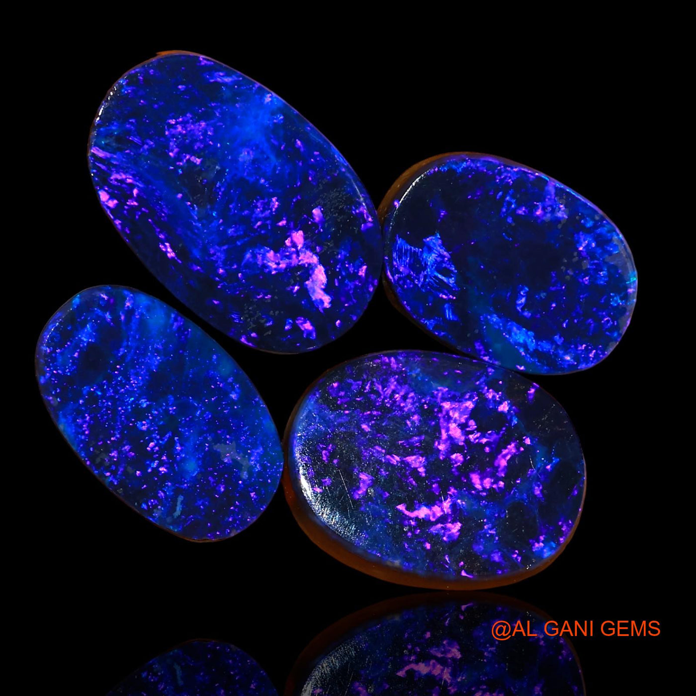 4 Pcs 17.40 Cts Lab-Created Australian Doublet Opal Loose Gemstone Oval Cabochon 11X8X3 mm TO 14X9X4 mm D-98