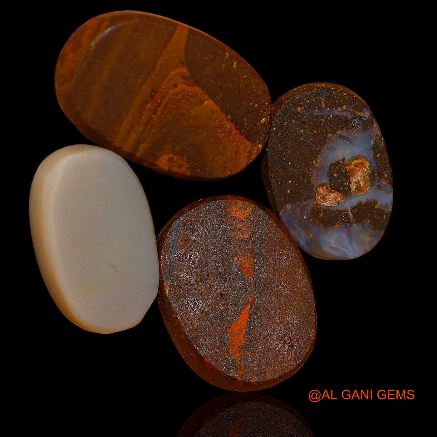 4 Pcs 17.40 Cts Lab-Created Australian Doublet Opal Loose Gemstone Oval Cabochon 11X8X3 mm TO 14X9X4 mm D-98