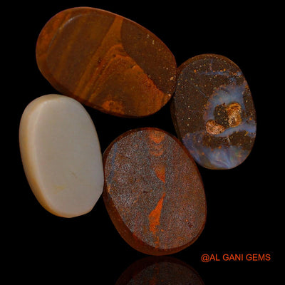 4 Pcs 17.40 Cts Lab-Created Australian Doublet Opal Loose Gemstone Oval Cabochon 11X8X3 mm TO 14X9X4 mm D-98